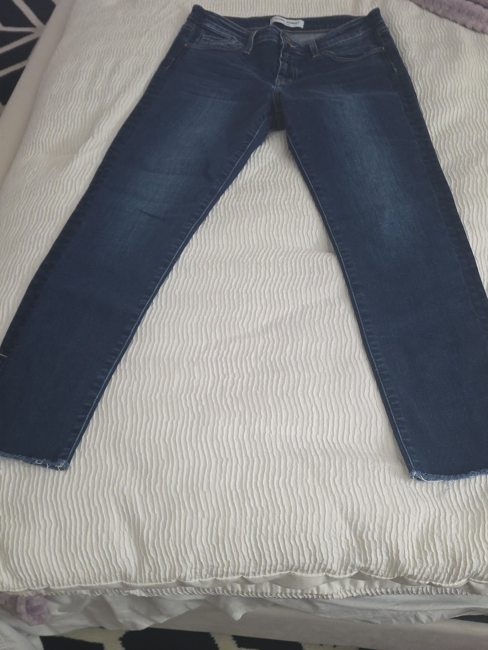 Flying Monkey Womens Skinny Jeans in Dark Blue Wash